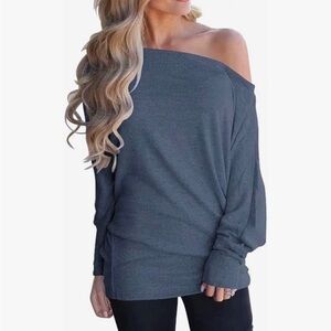 Chic Off-Shoulder Charcoal Sweater